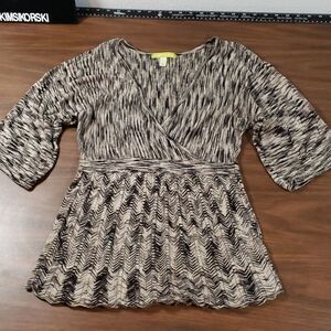 Sigrid Olsen |‎ Herringbone Faux Wrap Sweater Medium
